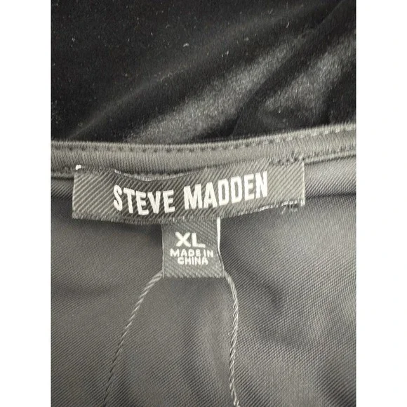 Steve Madden Black Velvet Lucille Luxury Midi Dress With Rosette XL #28 - Picture 6 of 10